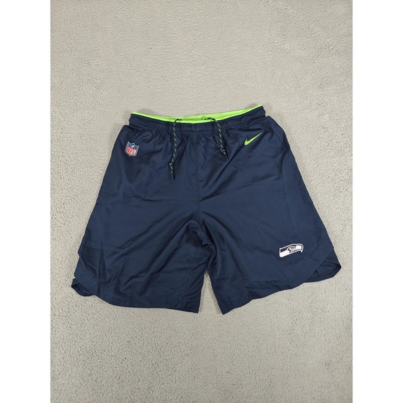 Seattle Seahawks Shorts Mens Large Navy Blue NFL Football Nike Dri Fit On Field - Picture 1 of 15